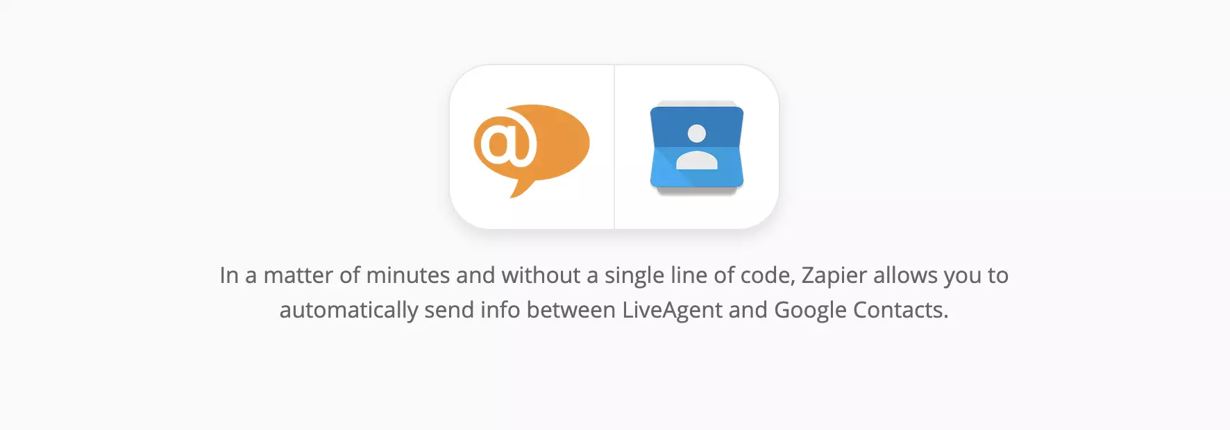 Σελίδα ενοποιήσεων LiveAgent και Google Contacts στο Zapier