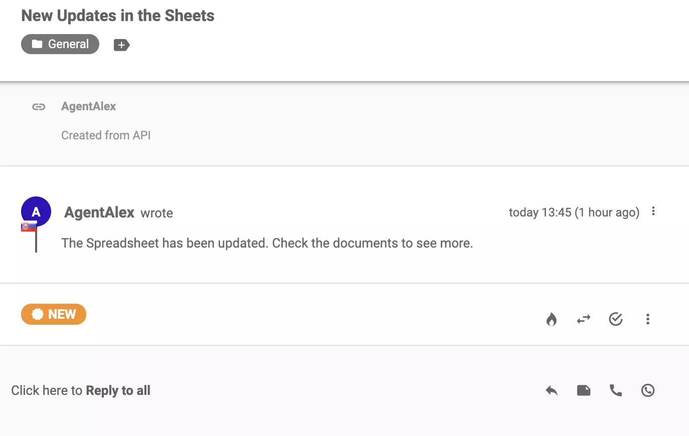 Ένα νέο εισιτήριο που έφτασε στο σύστημα διαχείρισης εισιτηρίων μετά την επιτυχημένη ενοποίηση με το Google Forms