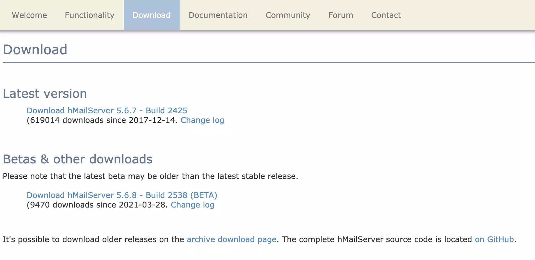Σελίδα λήψης HMailServer