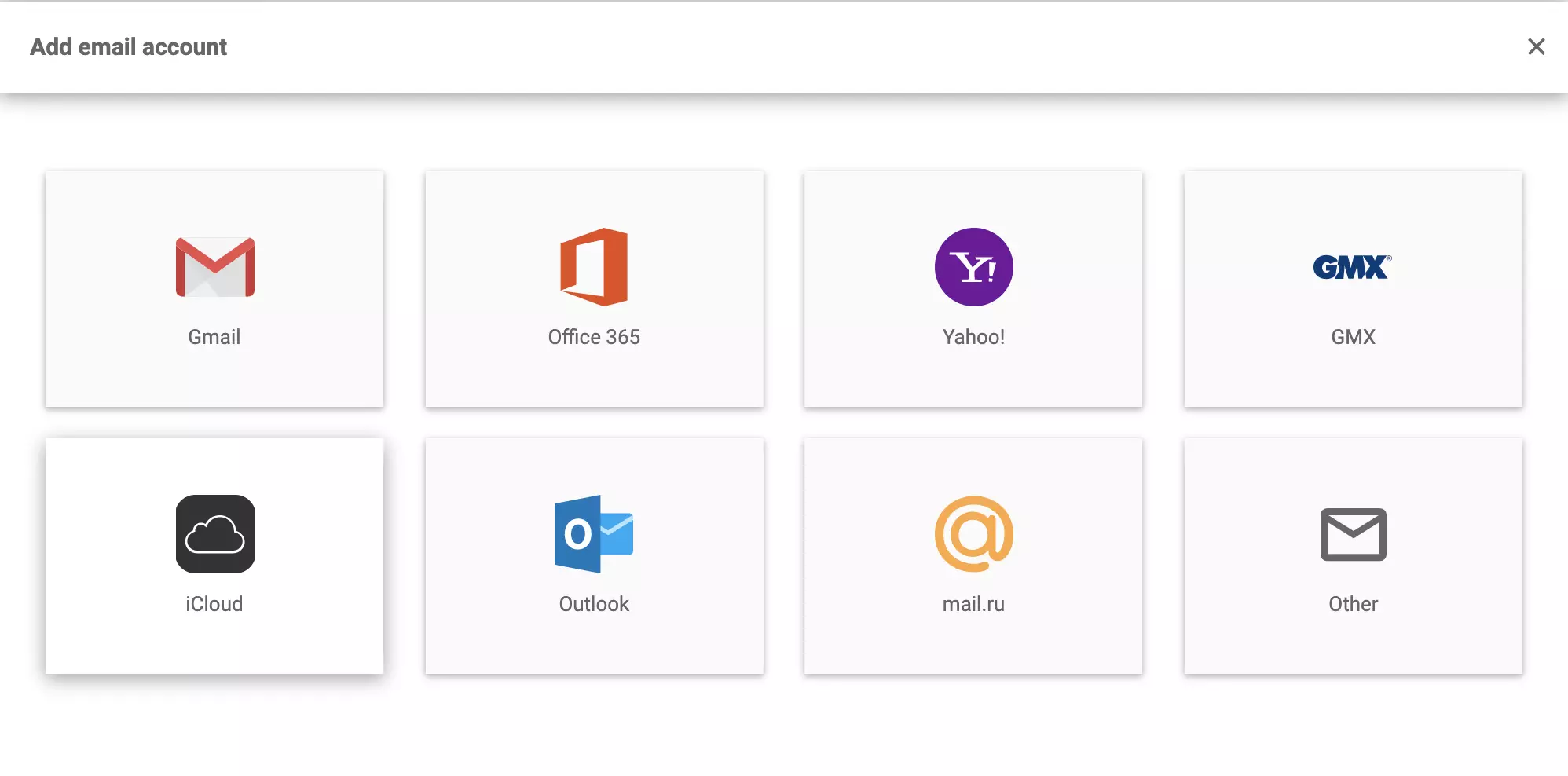 iCloud στις ρυθμίσεις email του LiveAgent