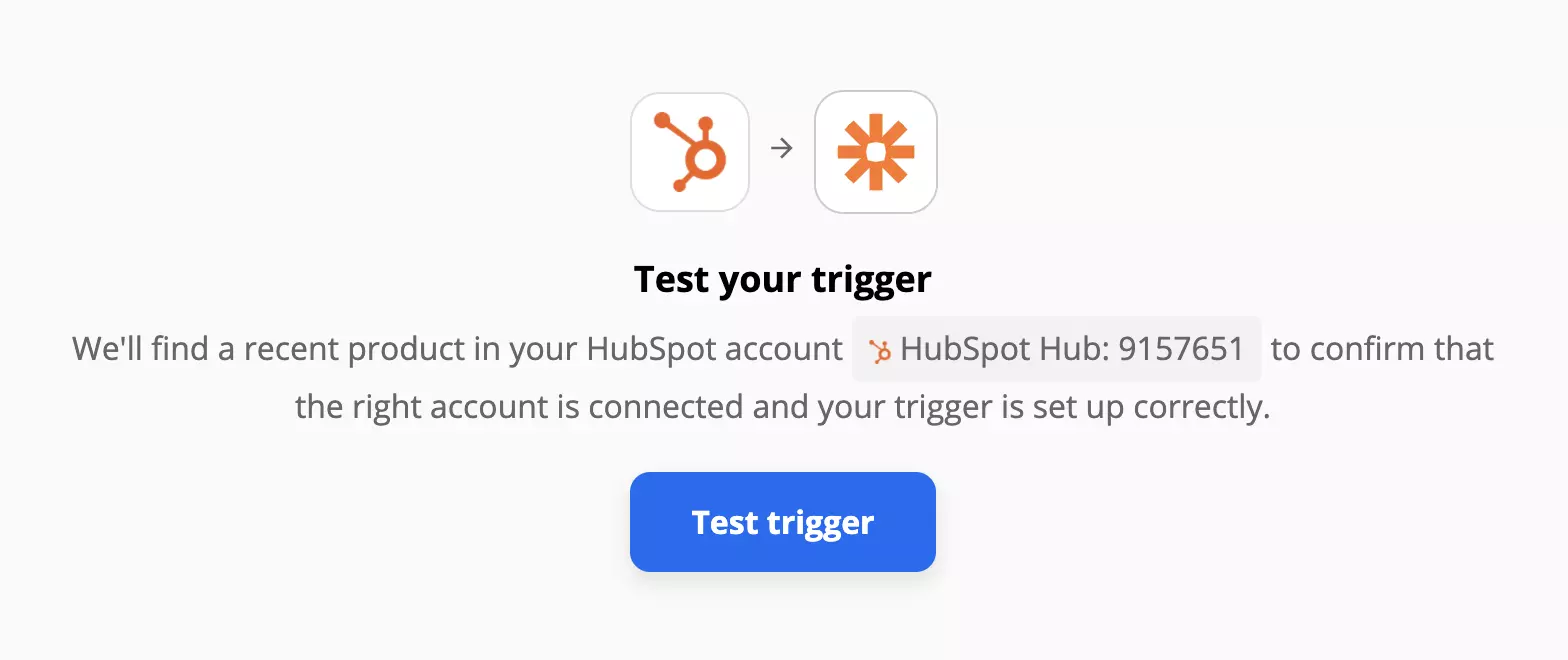 Δοκιμή ενεργοποιητή HubSpot στο Zapier