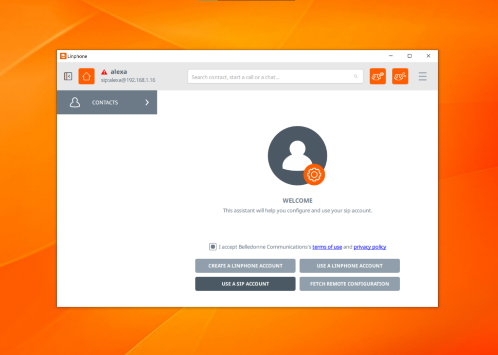 Διαμόρφωση SIP του Linphone