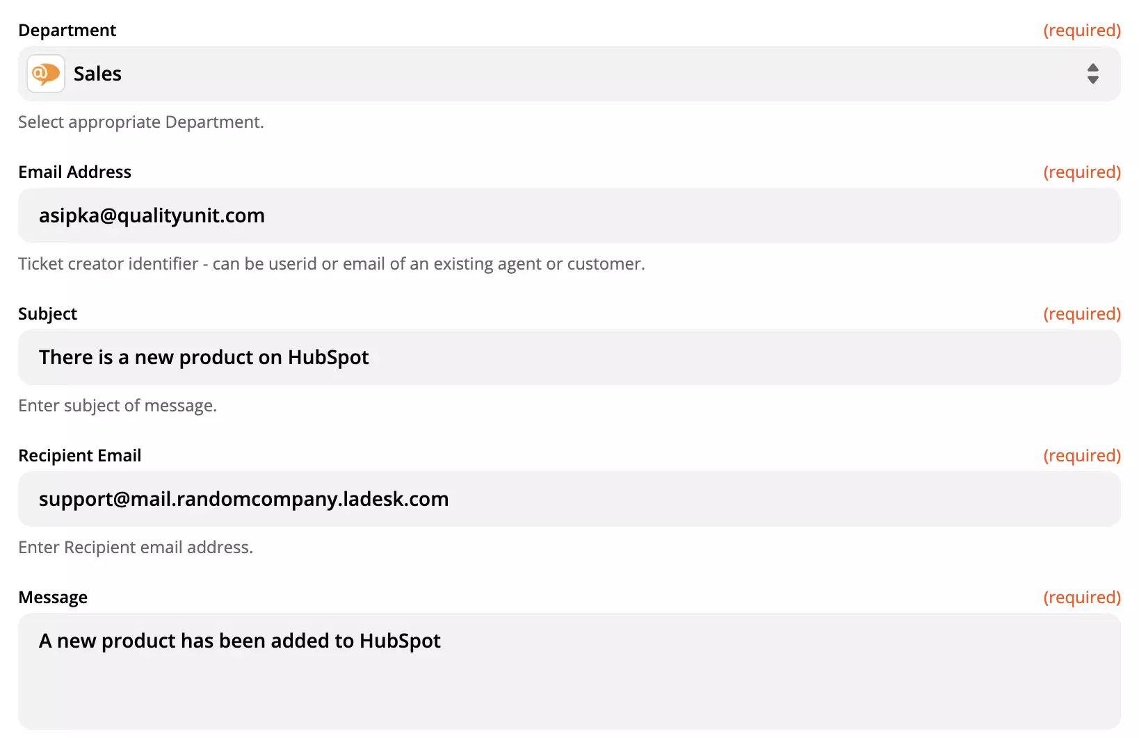 Ρύθμιση ενέργειας LiveAgent στο Zapier