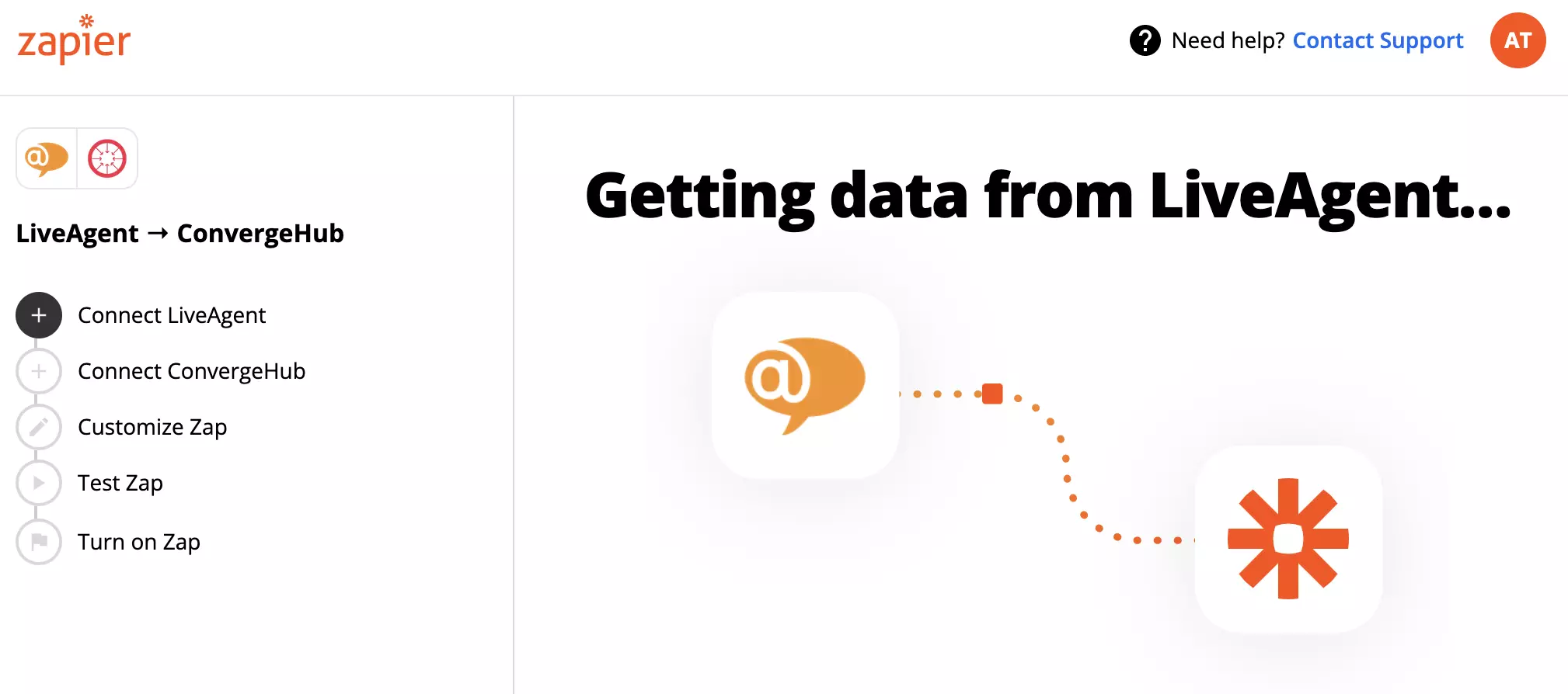 Σύνδεση λογαριασμών LiveAgent και ConvergeHub με το Zapier
