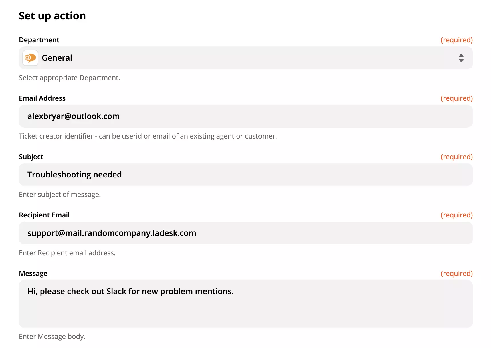 Συμπληρωμένη διαμόρφωση ενέργειας LiveAgent
