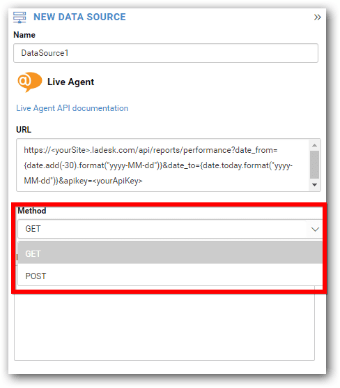 Επιλογή μεθόδου Bold BI REST API