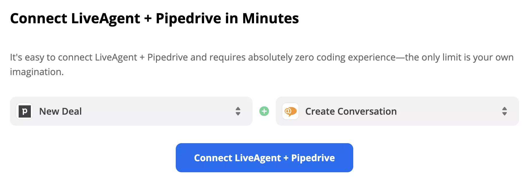 Σκανδάλη PipeDrive και ενέργεια LiveAgent που επιλέχθηκαν στο Zapier