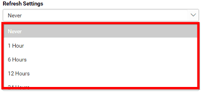 Ρυθμίσεις ανανέωσης Bold BI