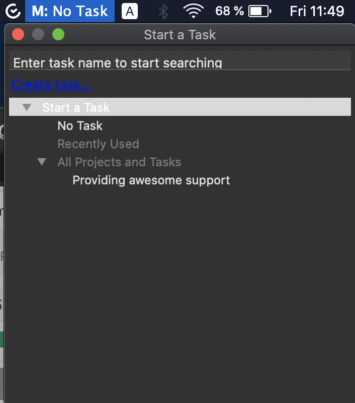 Εφαρμογή TimeCamp για λειτουργικά συστήματα Mac