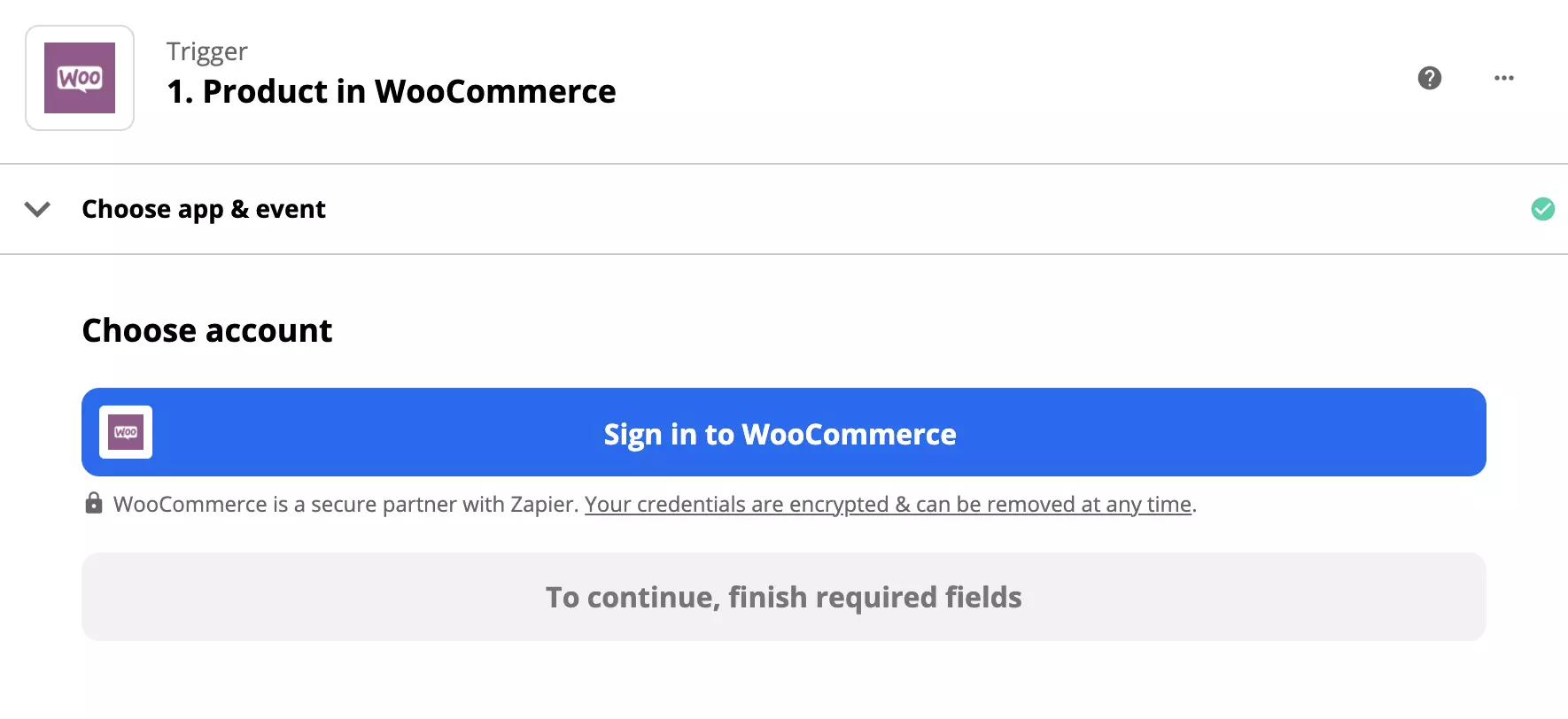 WooCommerce trigger setup with login option