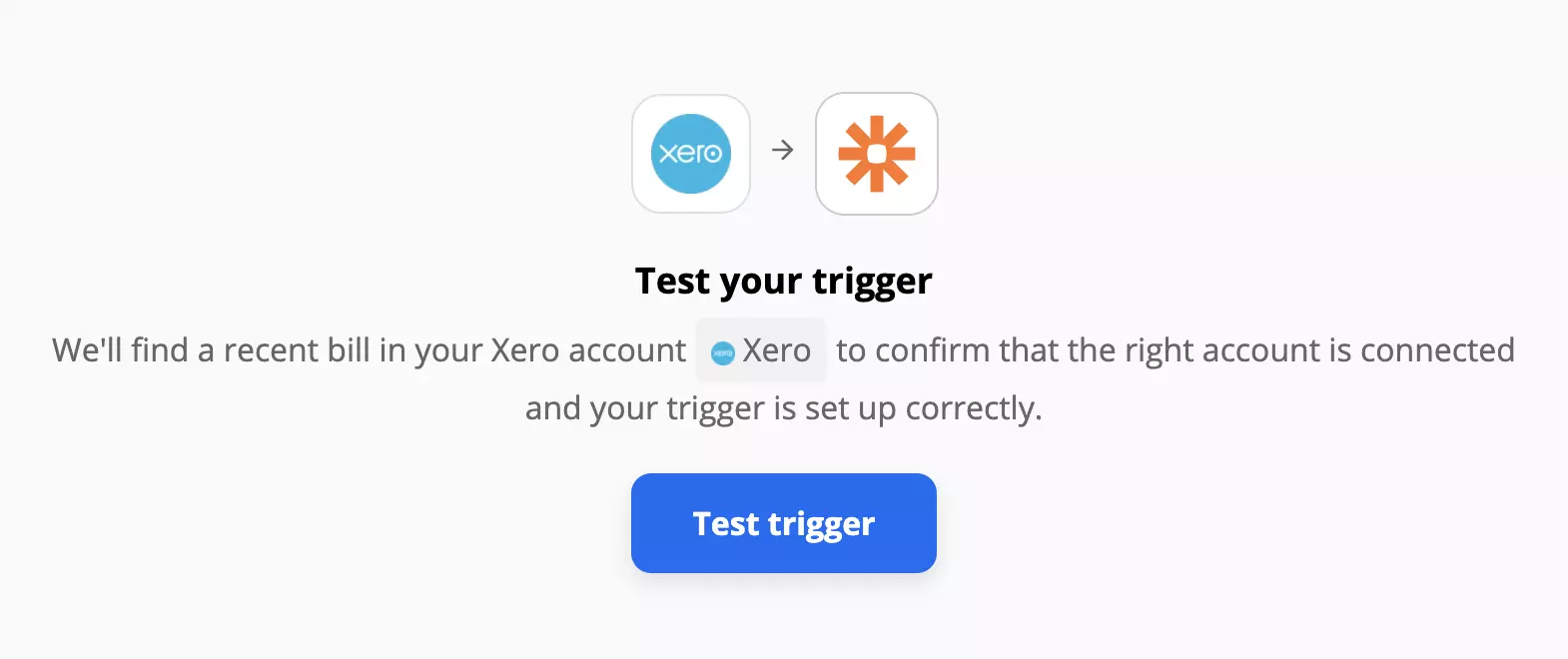 Δοκιμή trigger Xero στις ενσωματώσεις Zapier