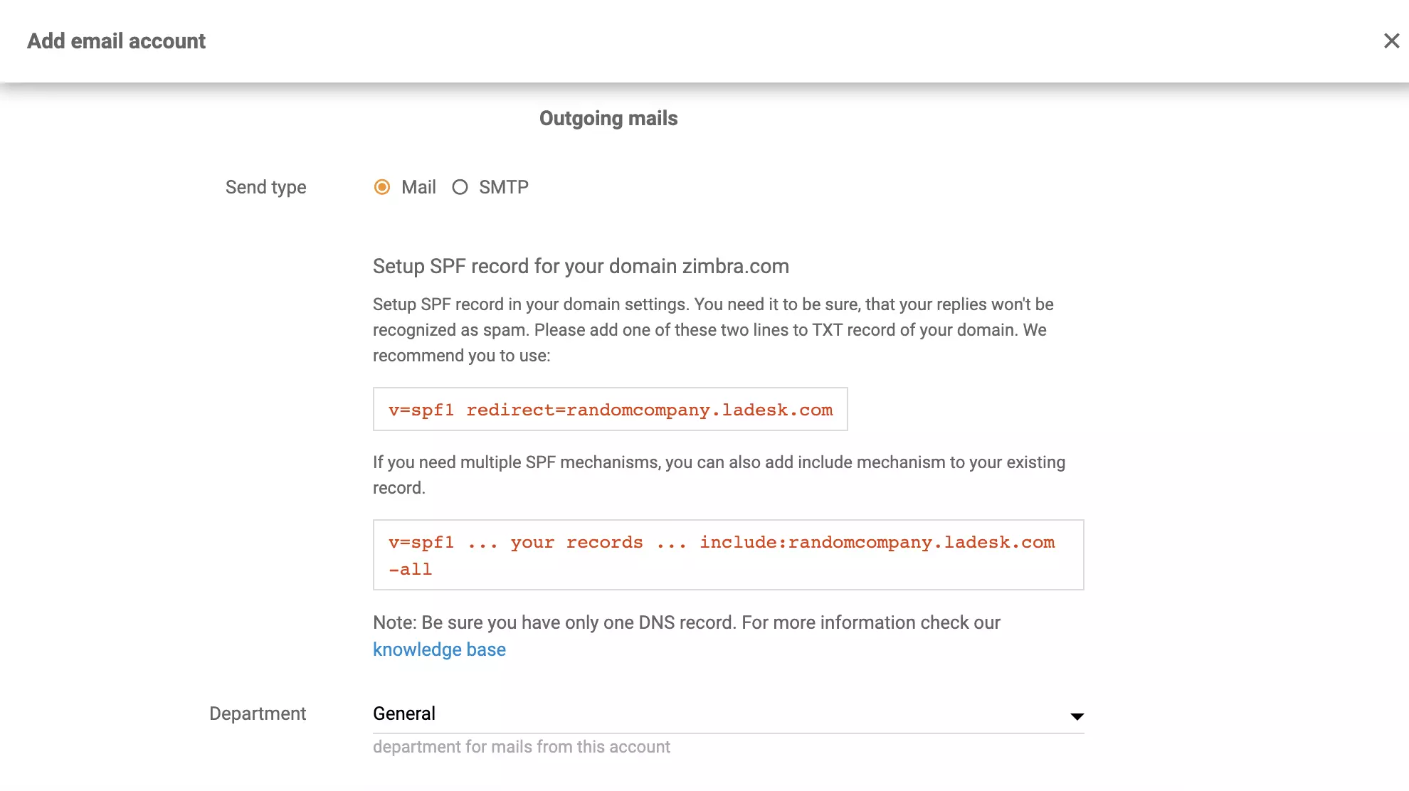 Ρύθμιση προώθησης Zimbra
