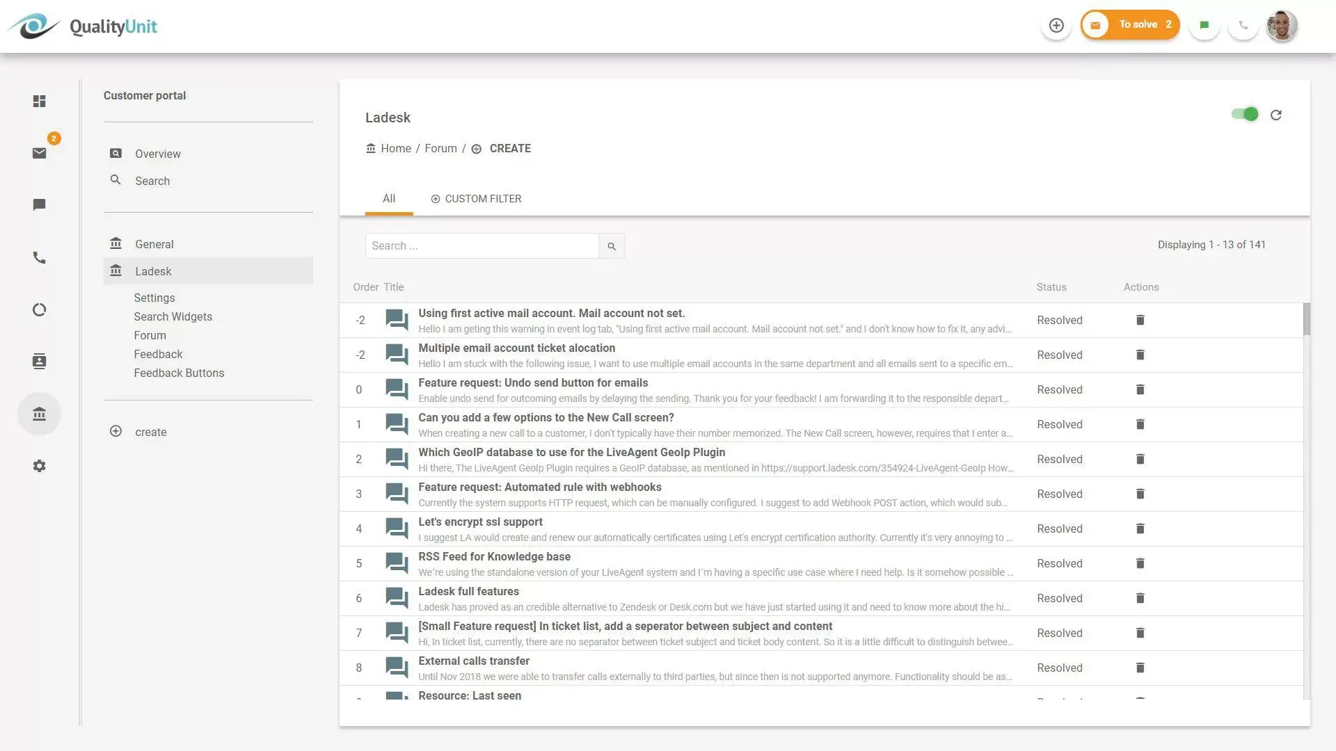 Φόρουμ LiveAgent