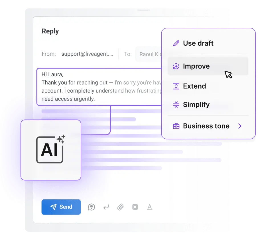 AI Answer Composer που συντάσσει απάντηση help desk