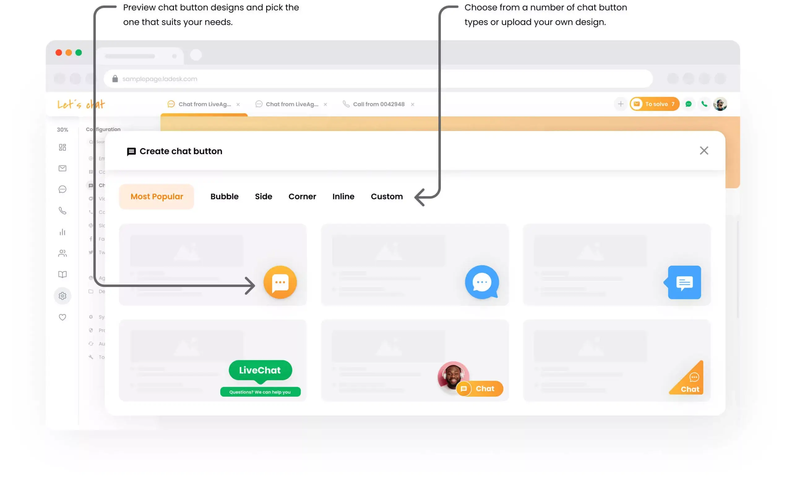 Επιλέξτε ένα κουμπί chat