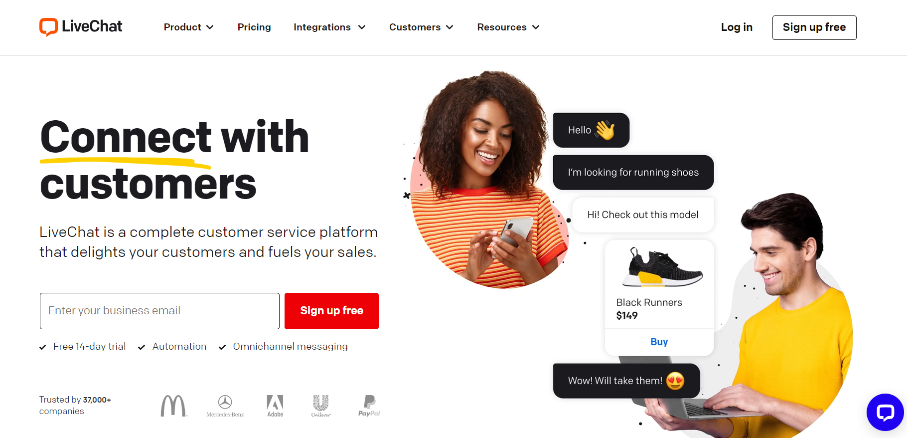 Αρχική σελίδα LiveChat - λογισμικό live chat υποστήριξης ecommerce