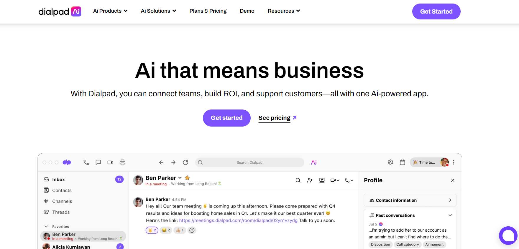 Αρχική σελίδα λογισμικού κέντρου κλήσεων Dialpad