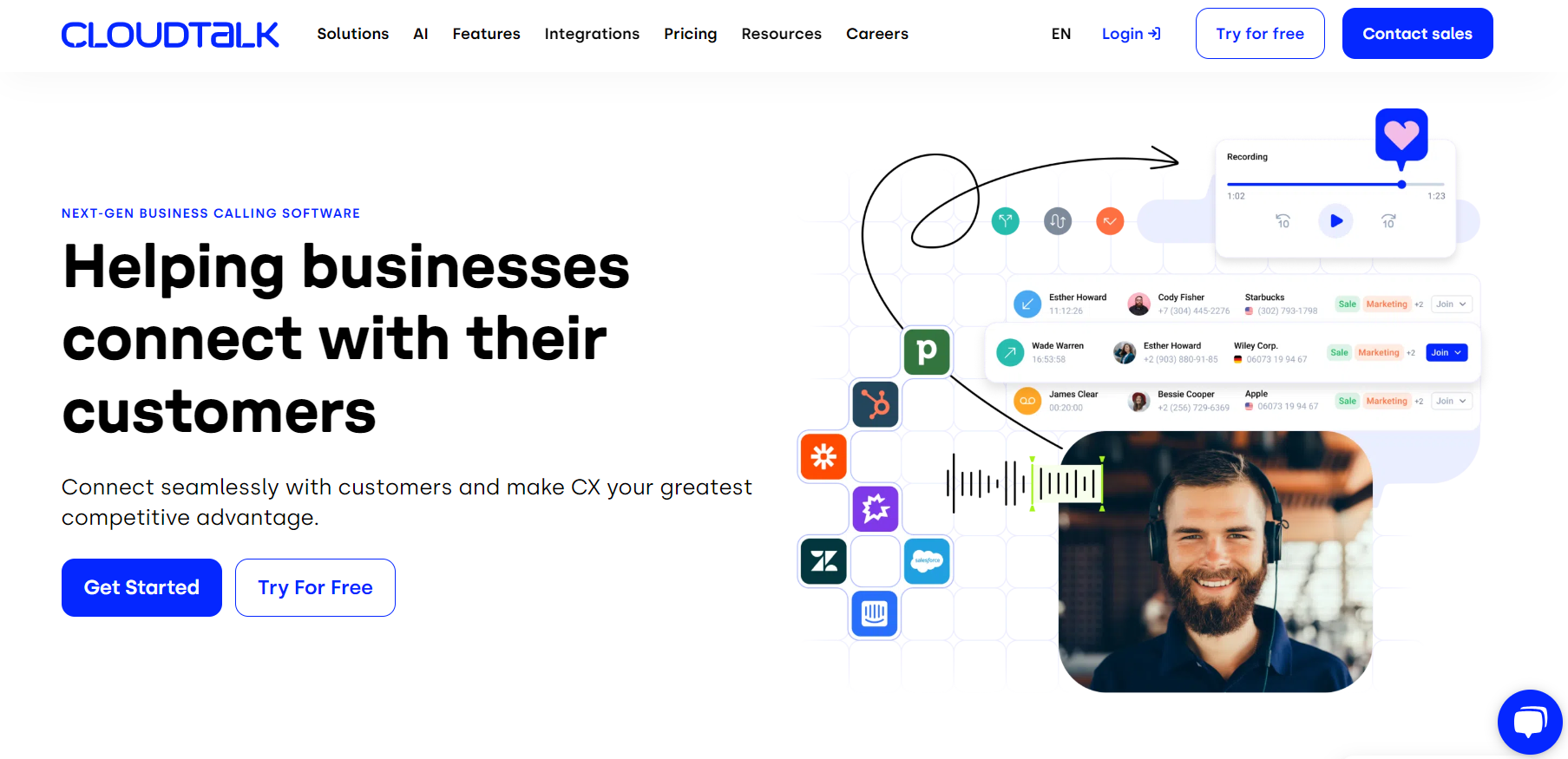 Αρχική σελίδα λογισμικού κέντρου κλήσεων CloudTalk