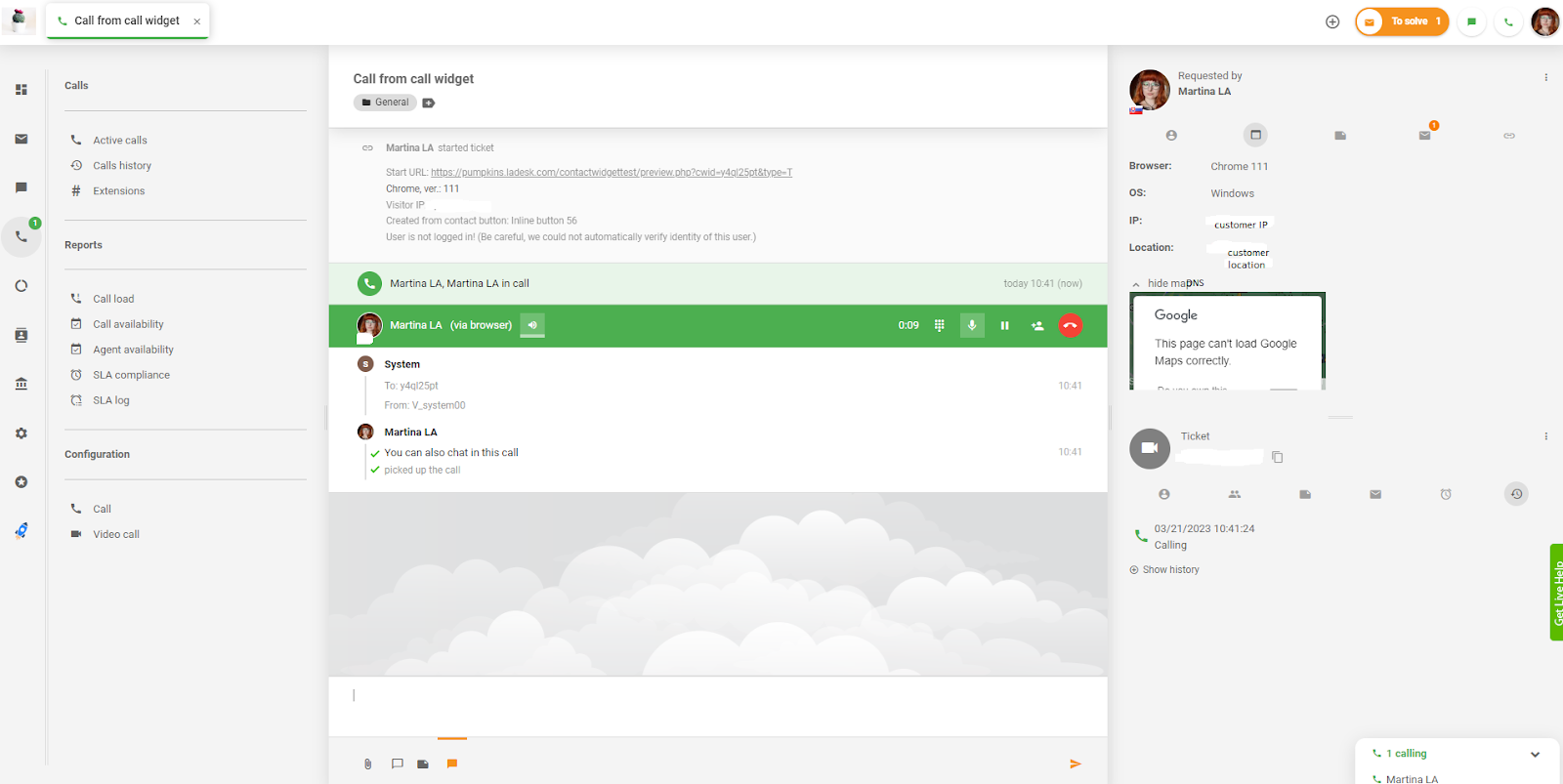 LiveAgent - κλήση από widget κλήσης
