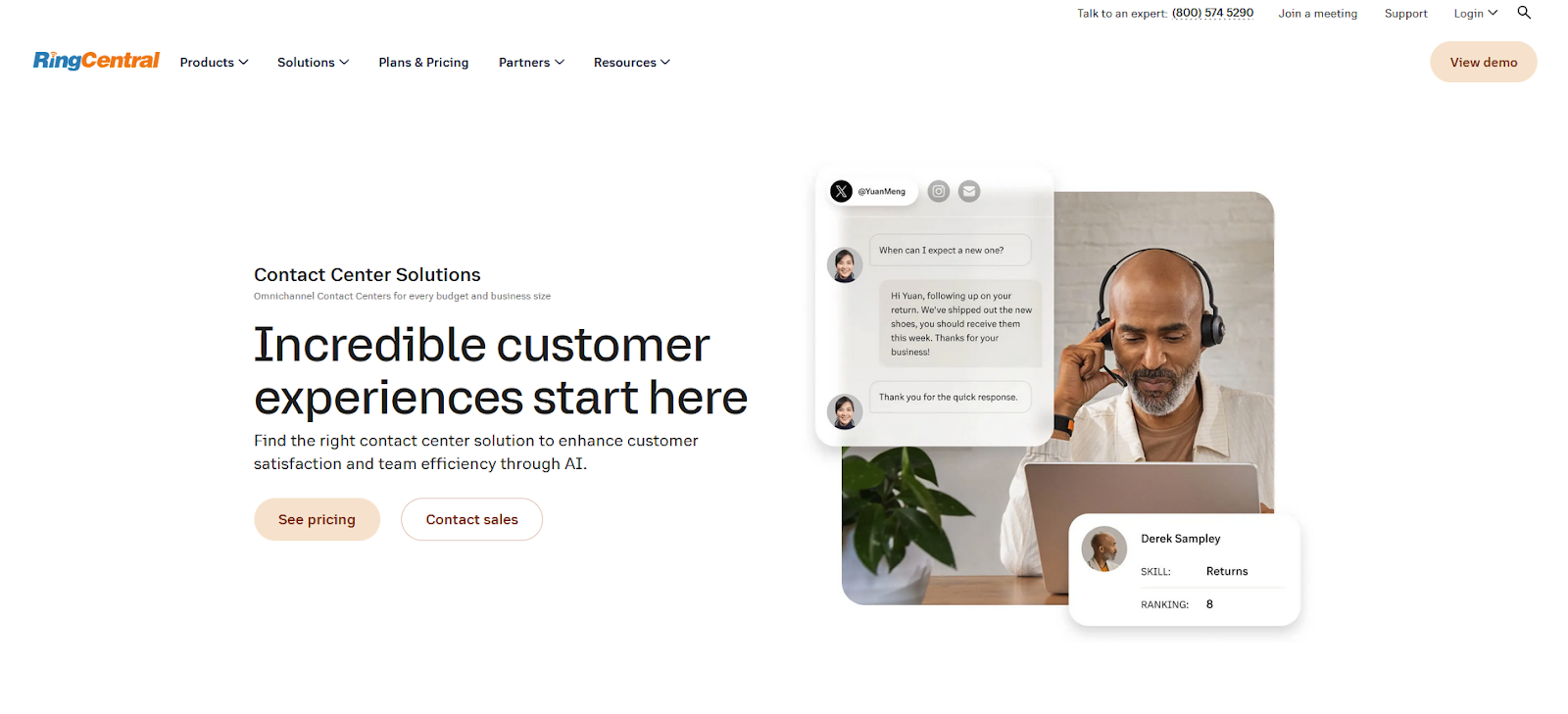 Αρχική σελίδα λογισμικού Κέντρου Επικοινωνίας RingCentral