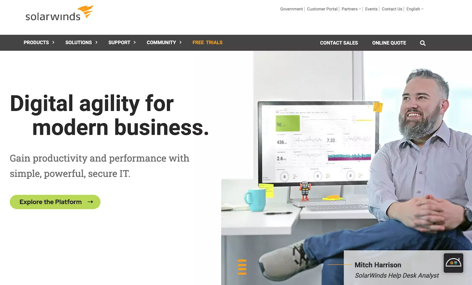 Αρχική σελίδα συστήματος ticketing υποστήριξης SolarWinds