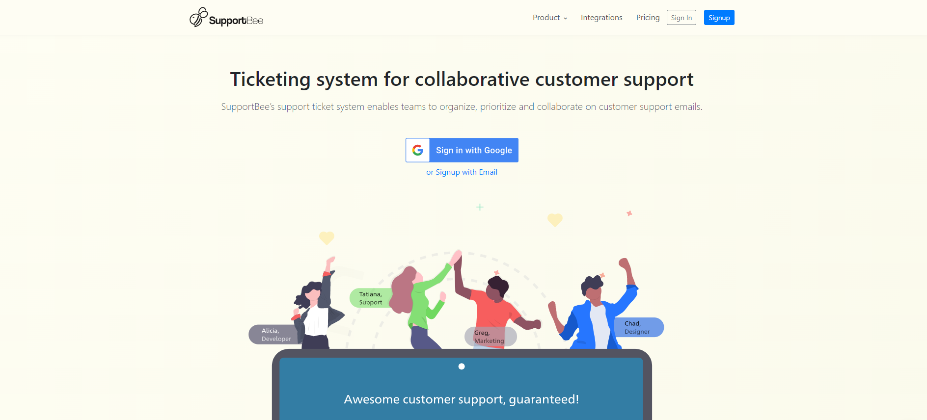 Αρχική σελίδα συστήματος ticketing IT SupportBee