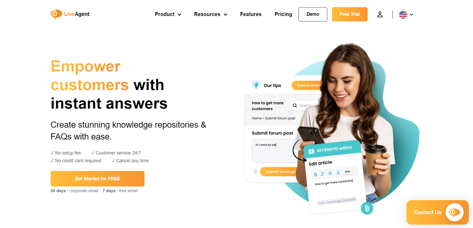 Σελίδα προσγείωσης βάσης γνώσης LiveAgent