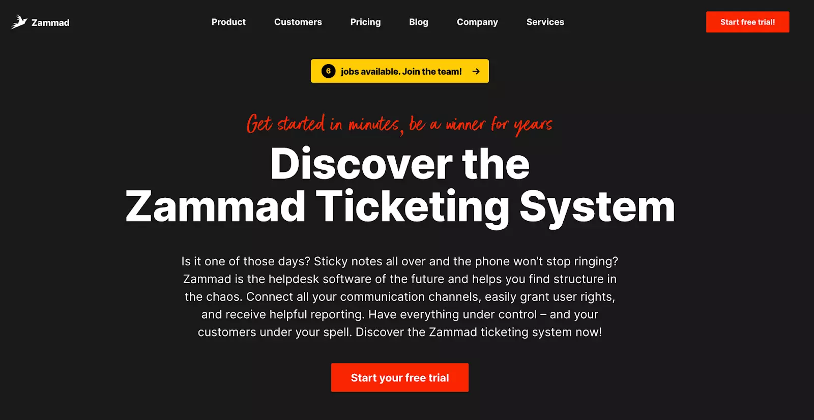 Zammad homepage