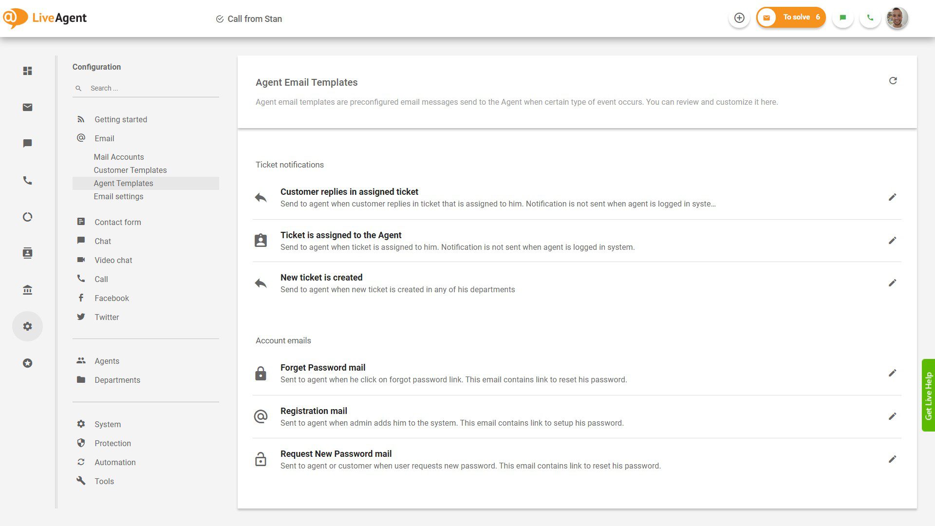 Αποθηκεύστε πρότυπα email και αναπτύξτε τα με ένα κλικ στο dashboard του LiveAgent