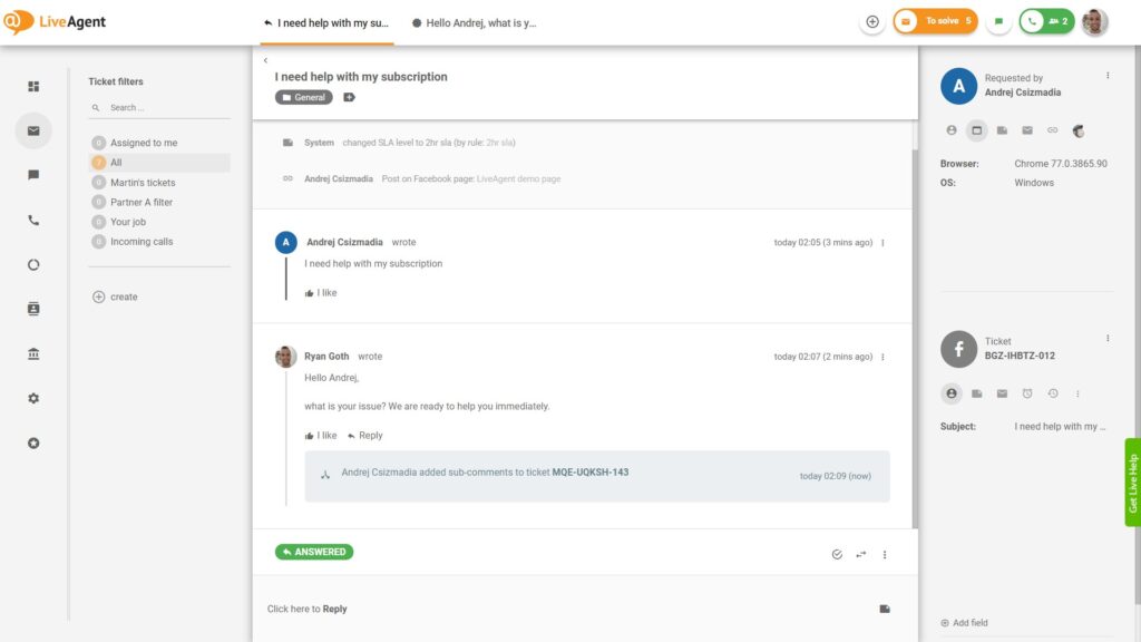 Απαντήστε σε σχόλια Facebook απευθείας από το LiveAgent