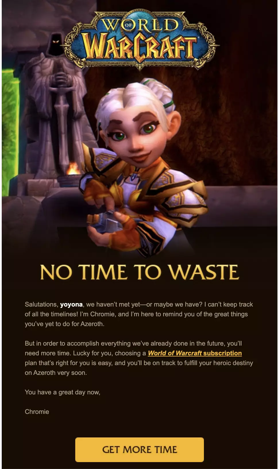 Πρότυπο email ανανέωσης Blizzard