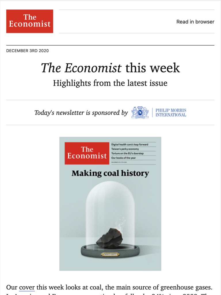 The Economist new article announcement