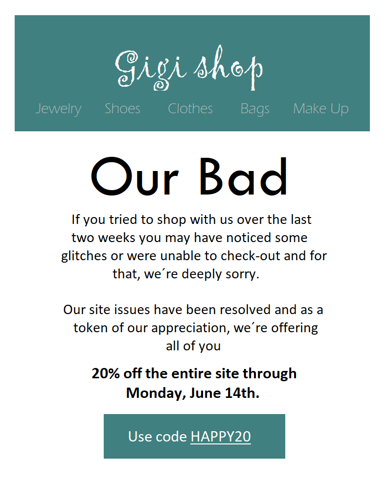 Apology email example