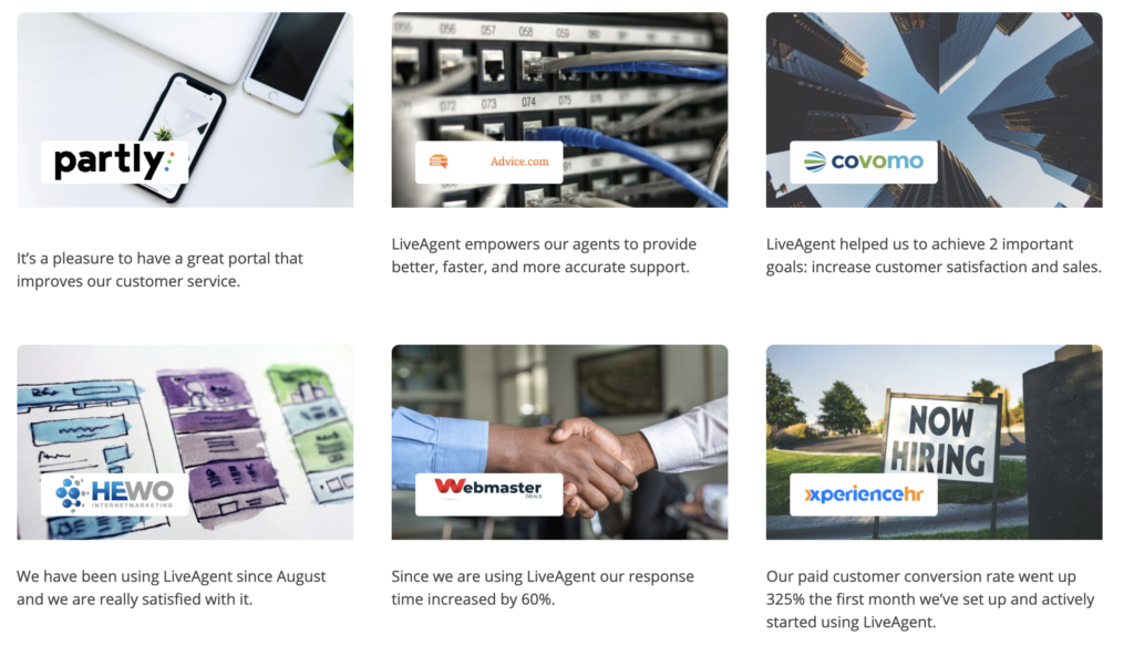 Μελέτες περίπτωσης LiveAgent που εμφανίζονται στον ιστότοπο