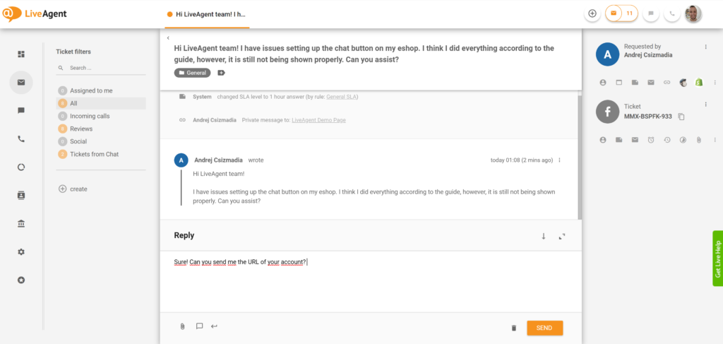 Απάντηση σε μηνύματα Facebook Messenger από το LiveAgent