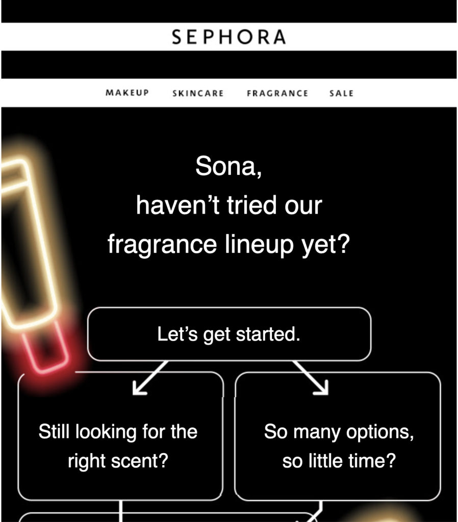 Ένα email επαναπροσέγγισης από τη Sephora