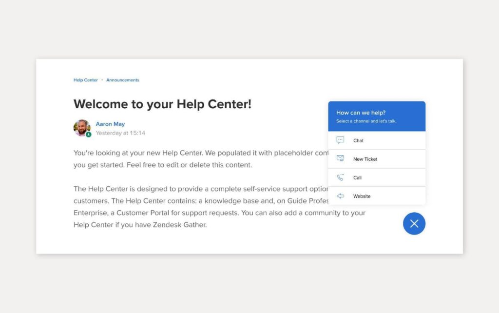 Παράδειγμα λύσης βάσης γνώσης χρησιμοποιώντας το Zendesk